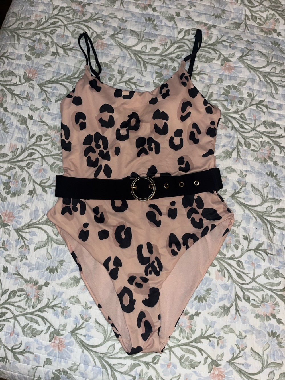 Leopard Print Belted Women’s One Piece Swim